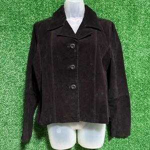Vintage Wilsons Leather Black Suede Blazer Y2K Classic Button Front Jacket